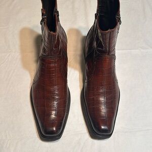 Aldo brown crocodile print man leather boot size 12.